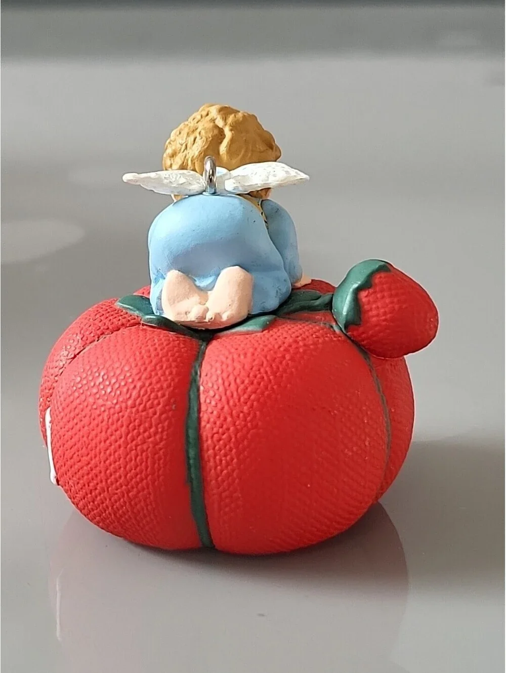 Vtg Hallmark Christmas Ornament 1997 Angel Baby Sewing W Pin Cushion EUC